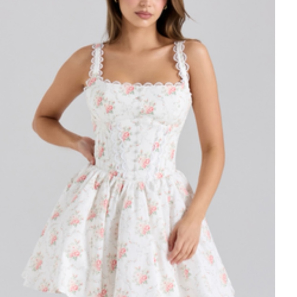 House of CB White and Pink Floral Mini Dress